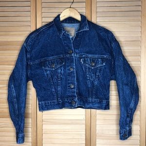 Levi's crop denim jacket brown tab m